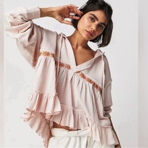 Free People Harry mix media hoodie